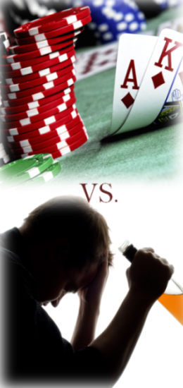 A picture showing gambling compared with substance abuse